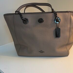 Coach Taupe Leather Tote Bag